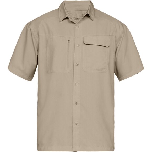 Under Armour Men's Vented Tac Hunter Short Sleeve Shirt, Desert Sand, Large - Picture 1 of 6